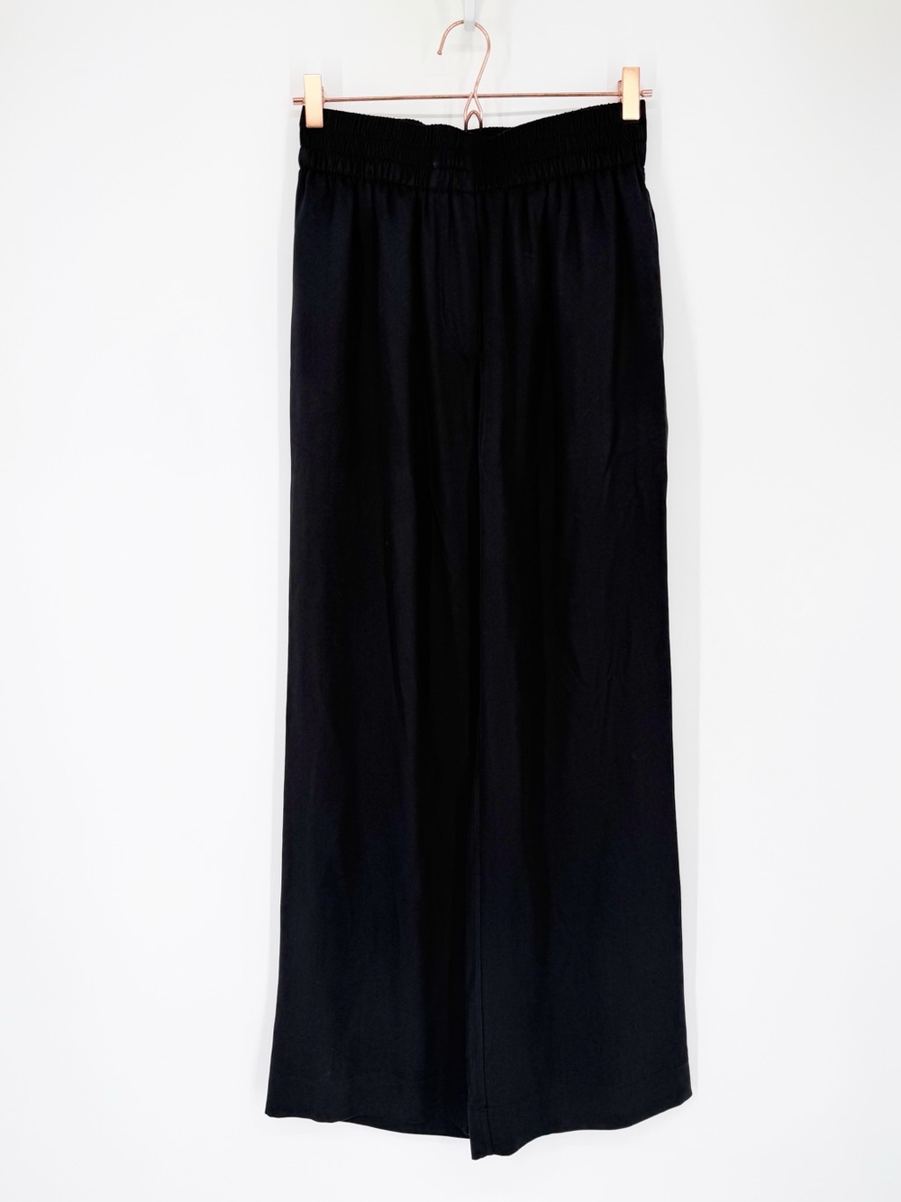 Burberry Silk Black Wide-Leg Pull-On Trousers Size 6
